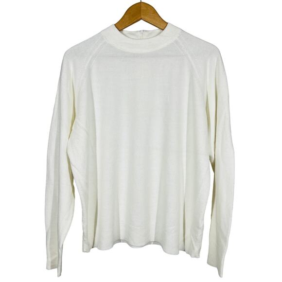 Debbie Morgan Zip Back Mock Neck Sweater Top Knit Casual Cream - XL - Picture 1 of 4